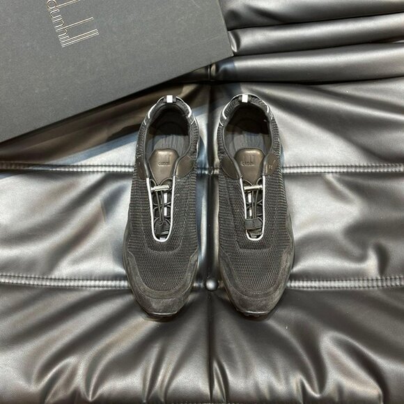 Dunhill Mens Lace-Up Casual Mesh Sneakers Black - Picture 2 of 10